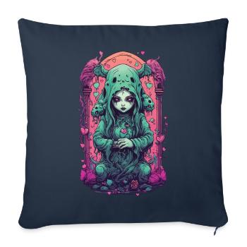 Occulte démon amour gothique Pastel Black Magic - Housse de coussin décorative 45 x 45 cm - bleu marine - Devant