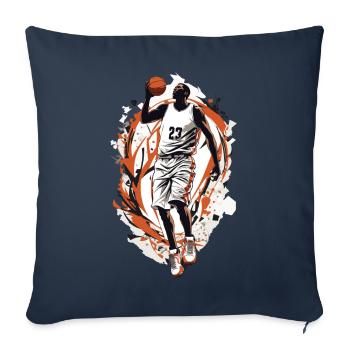 Dynamischer Basketball Freiwurf Basketballspieler - Sofakissenbezug 45 x 45 cm - Navy - Vorne