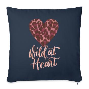 Sauvage dans l’âme avec cœur de léopard - Housse de coussin décorative 45 x 45 cm - bleu marine - Devant