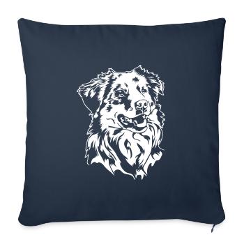 Berger australien Chiens de portrait australiens Wilsigns - Housse de coussin décorative 45 x 45 cm - bleu marine - Devant