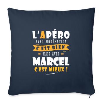 Marcel Apero T shirt Humour personnalisé marcel - Housse de coussin décorative 45 x 45 cm - bleu marine - Devant