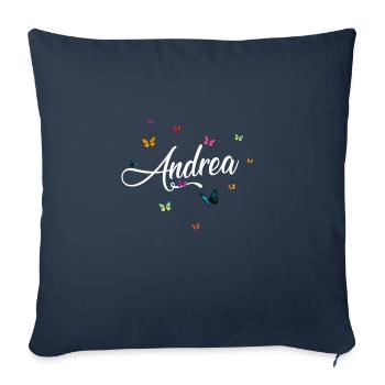 ANDREA - Girl Name with Colorful Butterflies - Sofa pillowcase 17,3'' x 17,3'' (45 x 45 cm) - navy - Front