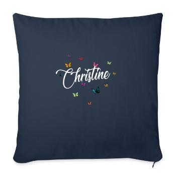 CHRISTINA - Girl's Name & Colorful Butterflies - Sofa pillowcase 17,3'' x 17,3'' (45 x 45 cm) - navy - Front
