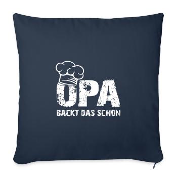 Opa backt das schon mit Bäckermütze und Spruch - Sofakissenbezug 45 x 45 cm - Navy - Vorne