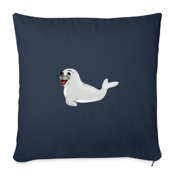 Phoque qui rit - Housse de coussin décorative 45 x 45 cm - bleu marine - Devant