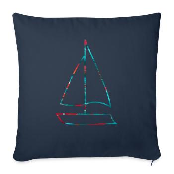 Bateau Voilier - Housse de coussin décorative 45 x 45 cm - bleu marine - Devant