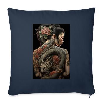 Geisha Yakuza Tattoo Japanese Dragon - Sofa pillowcase 17,3'' x 17,3'' (45 x 45 cm) - navy - Front