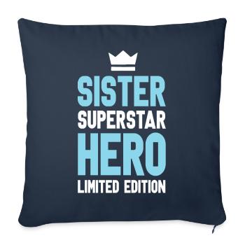 Sister Limited Edition Saying - Housse de coussin décorative 45 x 45 cm - bleu marine - Devant