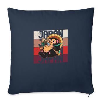 Raccoon Dog Raccoon Dog Enok Japon - Housse de coussin décorative 45 x 45 cm - bleu marine - Devant