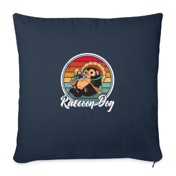 chien raton laveur chien raton laveur Enok Japon - Housse de coussin décorative 45 x 45 cm - bleu marine - Devant