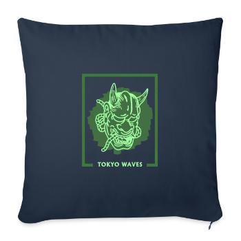 Japanese Tengu Hannya Kitsune Mask - Sofa pillowcase 17,3'' x 17,3'' (45 x 45 cm) - navy - Front