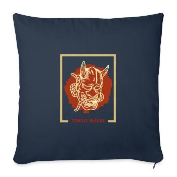 Japanese Tengu Hannya Kitsune Mask - Sofa pillowcase 17,3'' x 17,3'' (45 x 45 cm) - navy - Front