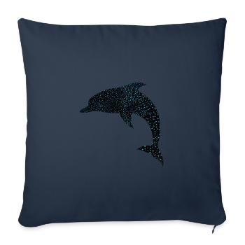 Niedlicher Delphin Mignon Dauphin - Housse de coussin décorative 45 x 45 cm - bleu marine - Devant