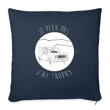 Je peux pas, j'ai trophy, version vêtements foncé - Housse de coussin décorative 45 x 45 cm - bleu marine - Devant