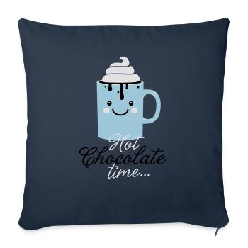 Funny cute mug with i love hot chocolate with - Sofa pillowcase 17,3'' x 17,3'' (45 x 45 cm) - navy - Front