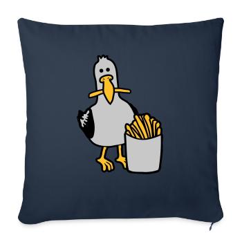 Joyeuses frites volées à la mouette - Housse de coussin décorative 45 x 45 cm - bleu marine - Devant