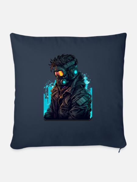 Cyberspace Hacker - Sofakissenbezug 45 x 45 cm - Navy