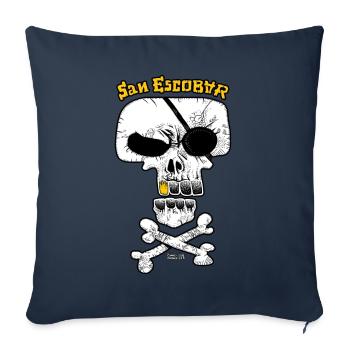 SAN ESCOBAR - Drapeau pirate / Crâne - Housse de coussin décorative 45 x 45 cm - bleu marine - Devant