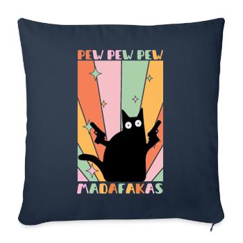 Pew Pew Madafakas Drôle de chat Design - Housse de coussin décorative 45 x 45 cm - bleu marine - Devant