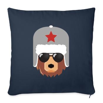 Ours russe, Russie, Poutine, - Housse de coussin décorative 45 x 45 cm - bleu marine - Devant