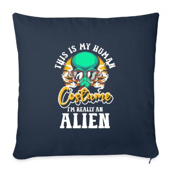 Alien Funny Planet - Sofa pillowcase 17,3'' x 17,3'' (45 x 45 cm) - navy - Front