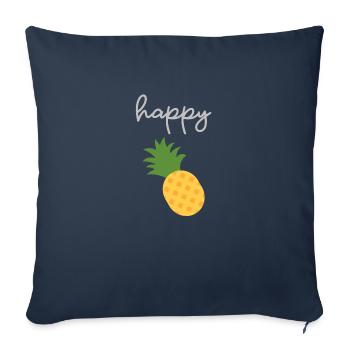 Ananas heureux - joli design - Housse de coussin décorative 45 x 45 cm - bleu marine - Devant
