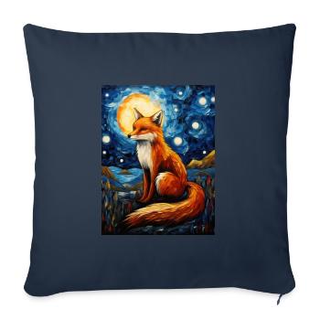Fox, Starry Night, Van Gogh, Style - Sofa pillowcase 17,3'' x 17,3'' (45 x 45 cm) - navy - Front