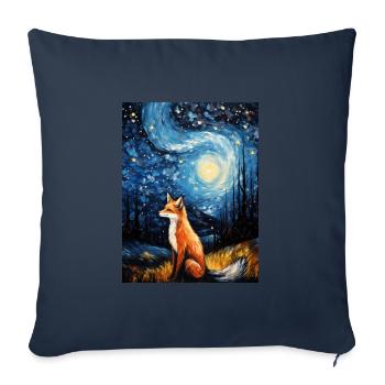 Fox, Starry Night, Van Gogh, Style - Sofa pillowcase 17,3'' x 17,3'' (45 x 45 cm) - navy - Front