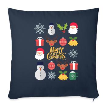 Amis de Noël joyeux Noël - Housse de coussin décorative 45 x 45 cm - bleu marine - Devant