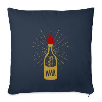 Faire de l'art pas de la guerre - Housse de coussin décorative 45 x 45 cm - bleu marine - Devant