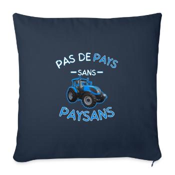 Pas De Pays Sans Paysans Bleu - Housse de coussin décorative 45 x 45 cm - bleu marine - Devant