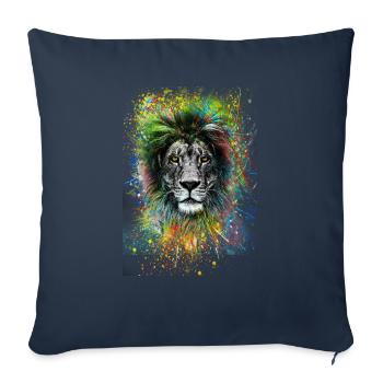 T-shirt Lion Lion yeux jaunes - Housse de coussin décorative 45 x 45 cm - bleu marine - Devant