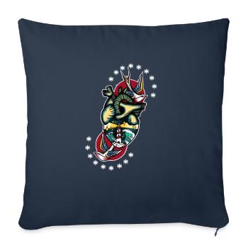 Herz schluckt - Sofakissenbezug 45 x 45 cm - Navy - Vorne