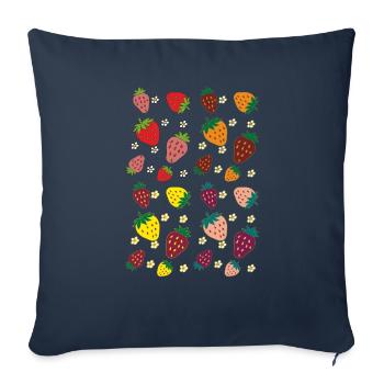 Fraises colorées - Housse de coussin décorative 45 x 45 cm - bleu marine - Devant