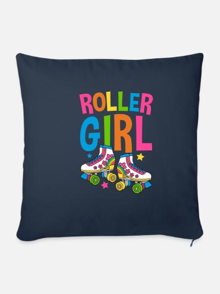 Roller Girl / Inline Skating, Rollschuhe - Sofakissenbezug 45 x 45 cm - Navy