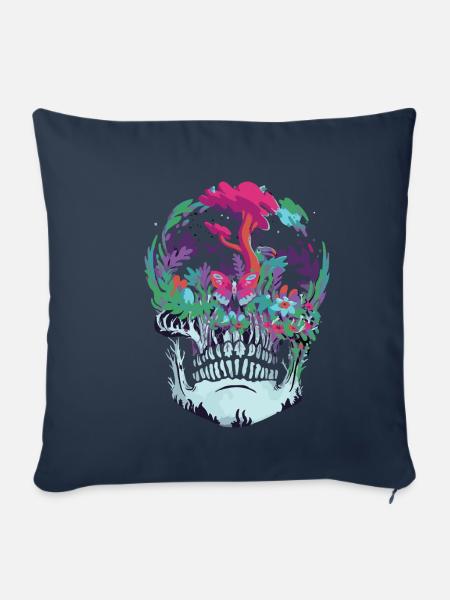 Schädel Natur - Sofakissenbezug 45 x 45 cm - Navy