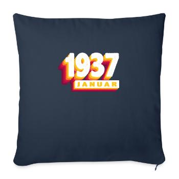 Janvier 1937 0 87 ans Homme Femme Anniversaire - Housse de coussin décorative 45 x 45 cm - bleu marine - Devant