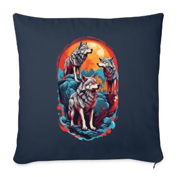 Drôle Wolf Gang Lune Colorée Hurlement - Housse de coussin décorative 45 x 45 cm - bleu marine - Devant