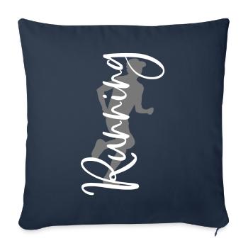 Running faire du jogging coureur joggeur courir - Housse de coussin décorative 45 x 45 cm - bleu marine - Devant