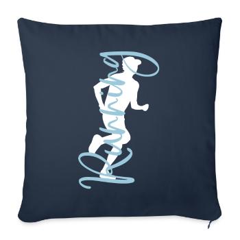Running faire du jogging joggeur courir coureur - Housse de coussin décorative 45 x 45 cm - bleu marine - Devant