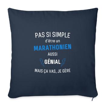 T-shirt Marathonien Génial - Housse de coussin décorative 45 x 45 cm - bleu marine - Devant