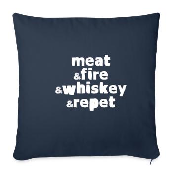 Viande et feu et whisky et répéter 4 - Housse de coussin décorative 45 x 45 cm - bleu marine - Devant