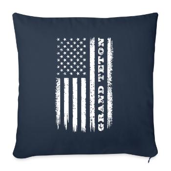 Drapeau des États-Unis Cadeau du parc national de Grand Teton - Housse de coussin décorative 45 x 45 cm - bleu marine - Devant