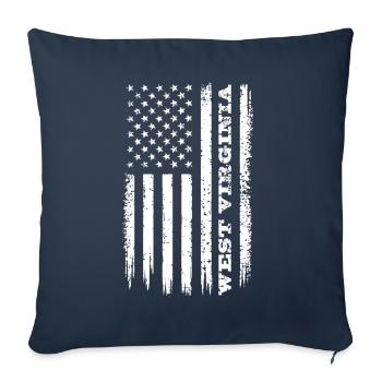 Drapeau des États-Unis Cadeau de l’État de Virginie-Occidentale - Housse de coussin décorative 45 x 45 cm - bleu marine - Devant