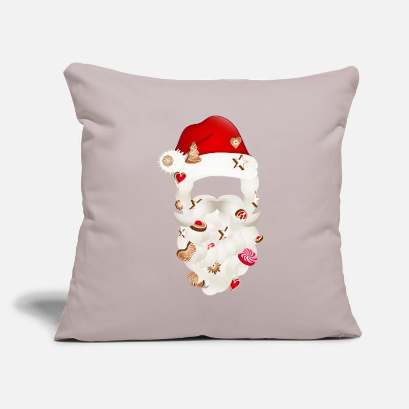 Barbe du Père Noël parsemée de biscuits de Noël Housse de coussin décorative 45 x 45 cm