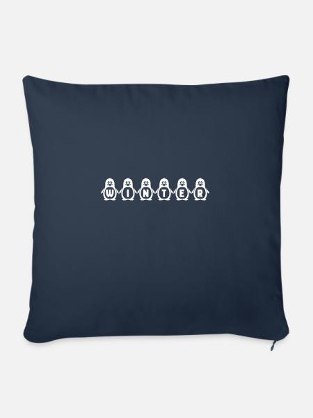 Pinguine - Schriftzug Winter - Geschenkidee - Sofakissenbezug 45 x 45 cm - Navy