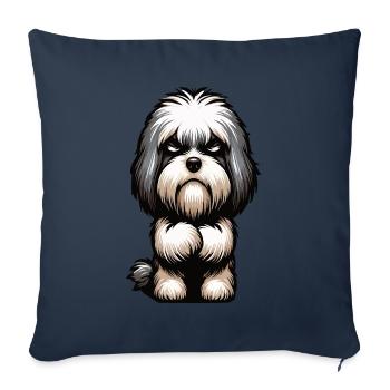 Bichons Havanais Propriétaires Agriculteurs Bichon Chavanais - Housse de coussin décorative 45 x 45 cm - bleu marine - Devant