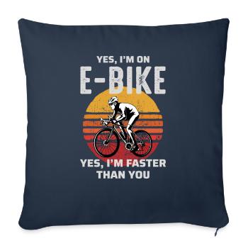 E-Bike Vélo électrique Vélo Cyclisme Biker VTT - Housse de coussin décorative 45 x 45 cm - bleu marine - Devant