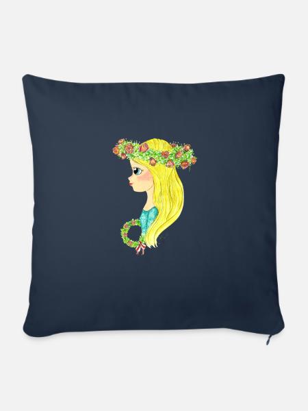 Blumenmädchen - Sofakissenbezug 45 x 45 cm - Navy
