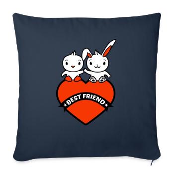 2 Best Friend Hase Vogel Herz Zwei Hände halten - Sofakissenbezug 45 x 45 cm - Navy - Vorne